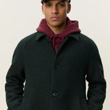 Les Deux Solid Wool Coat In Rosin Green