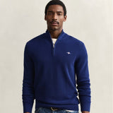 GANT Men's Half Zip Crew Neck Jumper In Crisp Blue