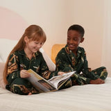 Cyberjammies Ember Kids Unisex Sloth Print Pyjama Set In Dark Green