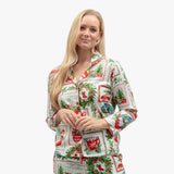 Cyberjammies Christmas Postcard Print Pyjama Top In Red