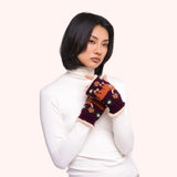 Powder Highland Cow Wrist Warmers In Damson