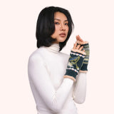 Powder Thistle Wrist Warmers In Navy