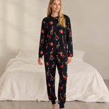 Chelsea Peers Christmas Giraffe Print Long Pyjama Set