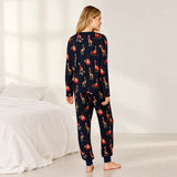 Chelsea Peers Christmas Giraffe Print Long Pyjama Set