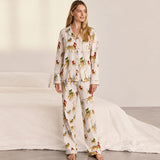 Chelsea Peers Organic Cotton Ice Skating Leopards Print Long Pyjama Set