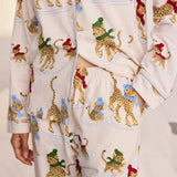 Chelsea Peers Organic Cotton Ice Skating Leopards Print Long Pyjama Set