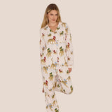 Chelsea Peers Organic Cotton Ice Skating Leopards Print Long Pyjama Set