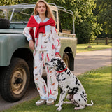Chelsea Peers Organic Cotton Dog Walking Print Long Pyjama Set