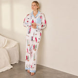 Chelsea Peers Organic Cotton Dog Walking Print Long Pyjama Set