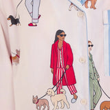 Chelsea Peers Organic Cotton Dog Walking Print Long Pyjama Set