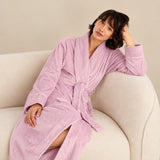 Chelsea Peers Fleece Long Dressing Gown In Pink