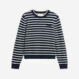 Barbour Emmy Striped Crew Neck Jumper In Dark Navy