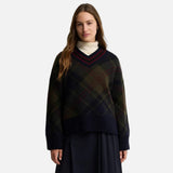 Barbour Shae V-Neck Tartan Wool Jumper In Shadow Tartan Classic