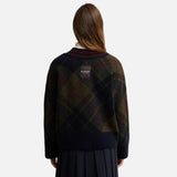 Barbour Shae V-Neck Tartan Wool Jumper In Shadow Tartan Classic
