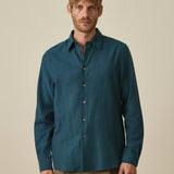 Paul Smith Cotton Flannel Shirt In Teal Blue