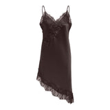 ONLY ONLINDONA Strap Satin Lace Dress In Coffee Bean