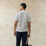 Percival Moore Polo In Cream Stripe