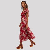 Free People Forsythia Maxi Dress In Richest Red Combo