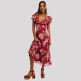 Free People Forsythia Maxi Dress In Richest Red Combo