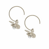 Alex Monroe Flying Bee with Pearl Hoop Earrings In Silver