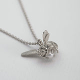 Alex Monroe Flying Bee with Pearl Necklace In Silver