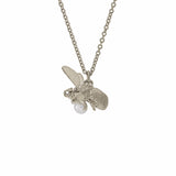 Alex Monroe Flying Bee with Pearl Necklace In Silver