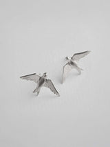 Alex Monroe Flying Swallow Stud Earrings In Silver