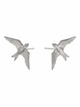 Alex Monroe Flying Swallow Stud Earrings In Silver