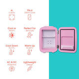 Abode Mini Fridge In Pink, 4L