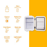 Abode Mini Fridge In White, 4L