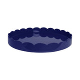 Addison Ross Round Large Lacquered Scallop Tray In Navy