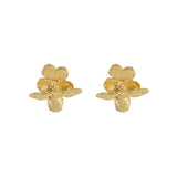 Alex Monroe Forget Me Not Stud Earrings with Itsy Bitsy Bee in Gold