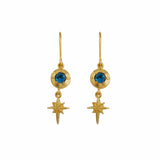 Alex Monroe Guiding Star Blue Topaz Hook Earrings in Gold