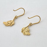 Alex Monroe Little Feather Hook Earrings in Gold
