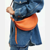 Allsaints Half Moon Leather Crossbody Bag in Pyrole Orange