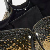 Allsaints Allington Straw Tote Bag in Black / Peat / Natural
