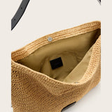 AllSaints Asha Woven Straw Hobo Shoulder Bag in Natural