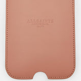 AllSaints Cybele Leather Phone Holder Terracotta Pink