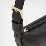 AllSaints Half Moon Leather Crossbody Bag Black