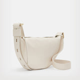 AllSaints Half Moon Leather Crossbody Bag White