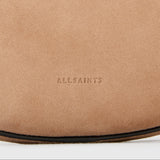 AllSaints Half Moon Suede Crossbody Bag In Mink Brown