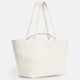 AllSaints Hannah Leather Studded Tote Bag Salt Lake White