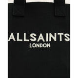 Allsaints Izzy Logo Print Medium Tote Bag In Black
