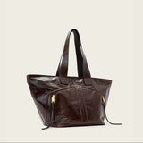 AllSaints Jean Rey Leather Tote Bag in Cognac Brown