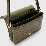 AllSaints Jupiter Snake Effect Leather Crossbody Bag In Military Green