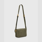 AllSaints Jupiter Snake Effect Leather Crossbody Bag In Military Green