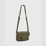 AllSaints Jupiter Snake Effect Leather Crossbody Bag In Military Green