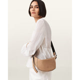 AllSaints Luna Suede Crossbody In Fango Brown