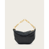 AllSaints Madea Mini Eel-Embossed Leather Shoulder Bag in Black
