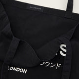 AllSaints Underground Logo Printed Tote Bag In Black/Chalk
